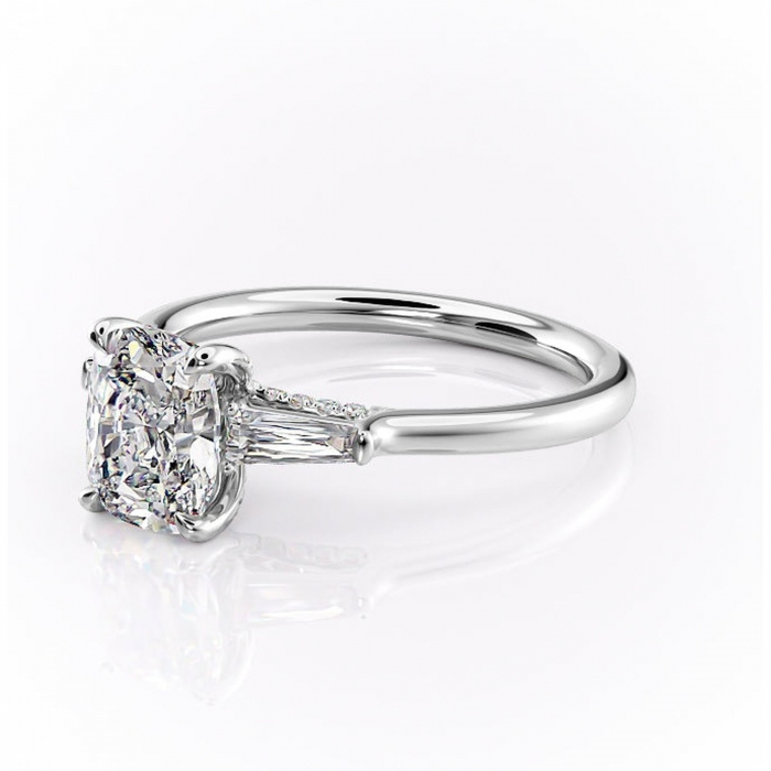 Inel de logodnă Ysella din aur Alb 14kt cu moissanite tăietură asscher – Montură cu trei pietre rafinată pentru profil înalt | Personalizează și configurează gratuit online [7]