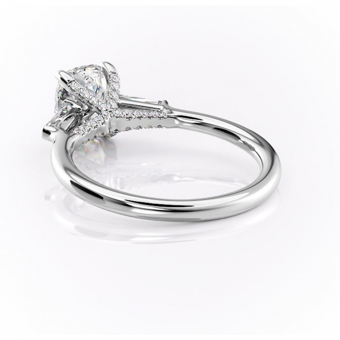 Inel de logodnă Ysella din aur Alb 14kt cu moissanite tăietură asscher – Montură cu trei pietre rafinată pentru profil înalt | Personalizează și configurează gratuit online [4]