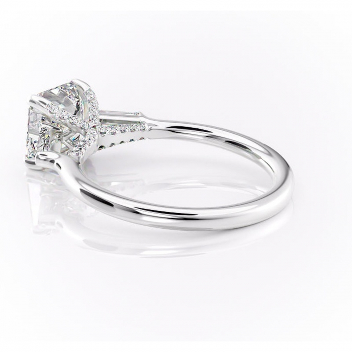 Inel de logodnă Ysella din aur Alb 14kt cu moissanite tăietură asscher – Montură cu trei pietre rafinată pentru profil înalt | Personalizează și configurează gratuit online [5]