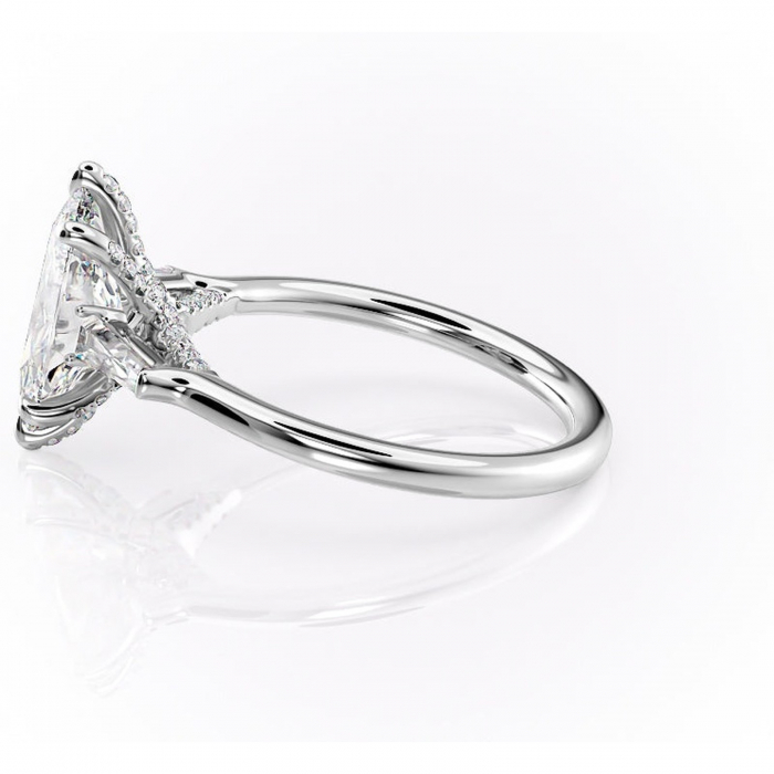 Inel de logodnă Ysella din aur Alb 14kt cu moissanite tăietură marquise – Montură cu trei pietre rafinată pentru profil înalt | Personalizează și configurează gratuit online [6]