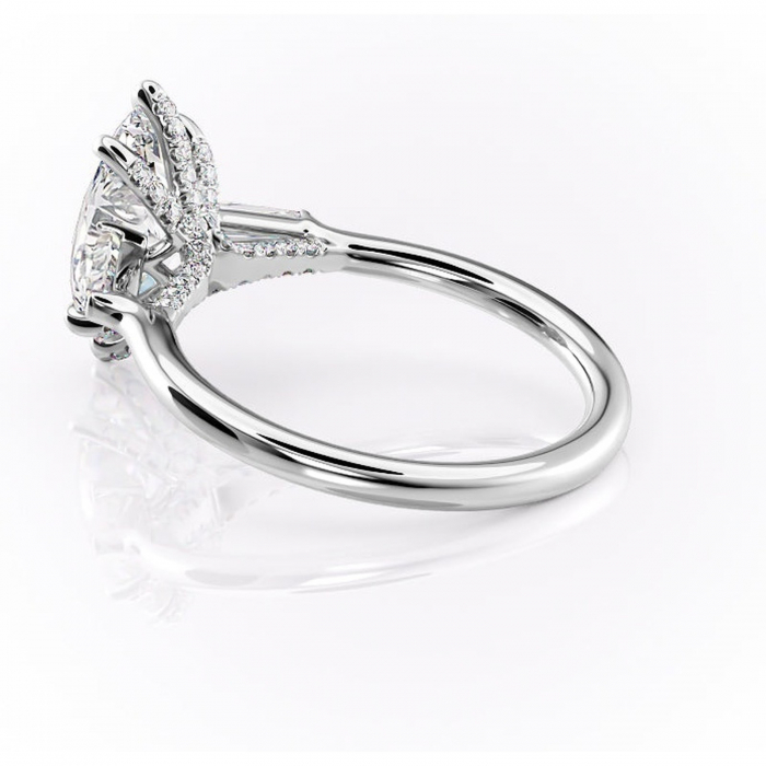 Inel de logodnă Ysella din aur Alb 14kt cu moissanite tăietură marquise – Montură cu trei pietre rafinată pentru profil înalt | Personalizează și configurează gratuit online [5]