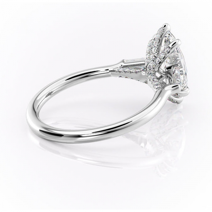 Inel de logodnă Ysella din aur Alb 14kt cu moissanite tăietură marquise – Montură cu trei pietre rafinată pentru profil înalt | Personalizează și configurează gratuit online [3]