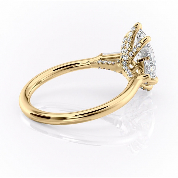 Inel de logodnă Ysella din aur Galben 14kt cu moissanite tăietură marquise – Montură cu trei pietre rafinată pentru profil înalt | Personalizează și configurează gratuit online [3]