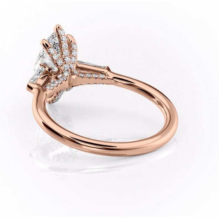 Inel de logodnă Ysella din aur Rose 14kt cu moissanite tăietură marquise – Montură cu trei pietre rafinată pentru profil înalt | Personalizează și configurează gratuit online [4]