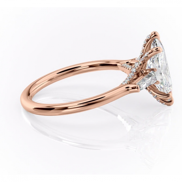 Inel de logodnă Ysella din aur Rose 14kt cu moissanite tăietură marquise – Montură cu trei pietre rafinată pentru profil înalt | Personalizează și configurează gratuit online [2]