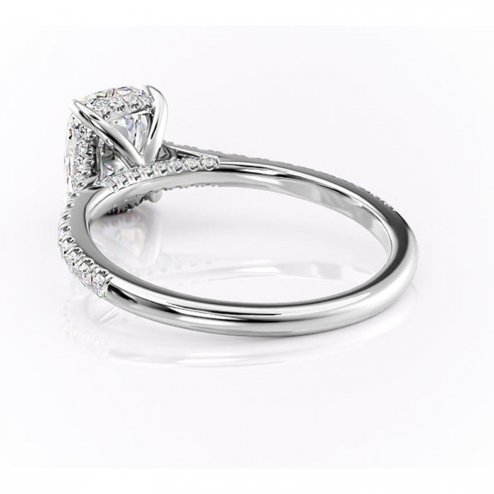 Inel de logodnă Zella din aur Alb 14kt cu moissanite tăietură asscher – Montură pavé rafinată pentru profil înalt | Personalizează și configurează gratuit online [4]