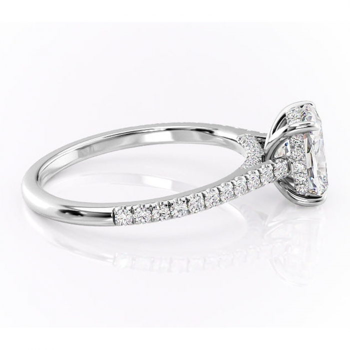 Inel de logodnă Zella din aur Alb 14kt cu moissanite tăietură asscher – Montură pavé rafinată pentru profil înalt | Personalizează și configurează gratuit online [2]