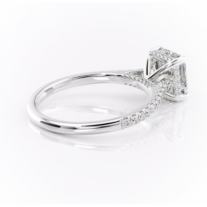 Inel de logodnă Zella din aur Alb 14kt cu moissanite tăietură asscher – Montură pavé rafinată pentru profil înalt | Personalizează și configurează gratuit online [3]