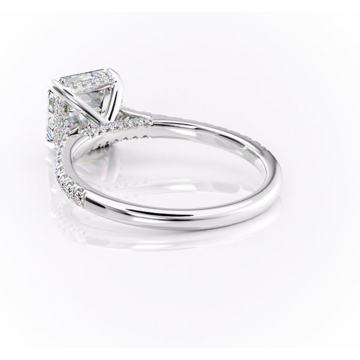 Inel de logodnă Zella din aur Alb 14kt cu moissanite tăietură asscher – Montură pavé rafinată pentru profil înalt | Personalizează și configurează gratuit online [4]