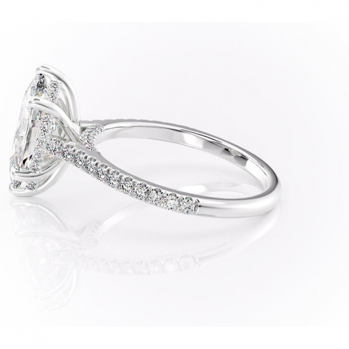 Inel de logodnă Zella din aur Alb 14kt cu moissanite tăietură marquise – Montură pavé rafinată pentru profil înalt | Personalizează și configurează gratuit online [6]