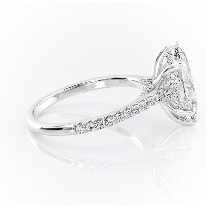 Inel de logodnă Zella din aur Alb 14kt cu moissanite tăietură marquise – Montură pavé rafinată pentru profil înalt | Personalizează și configurează gratuit online [2]