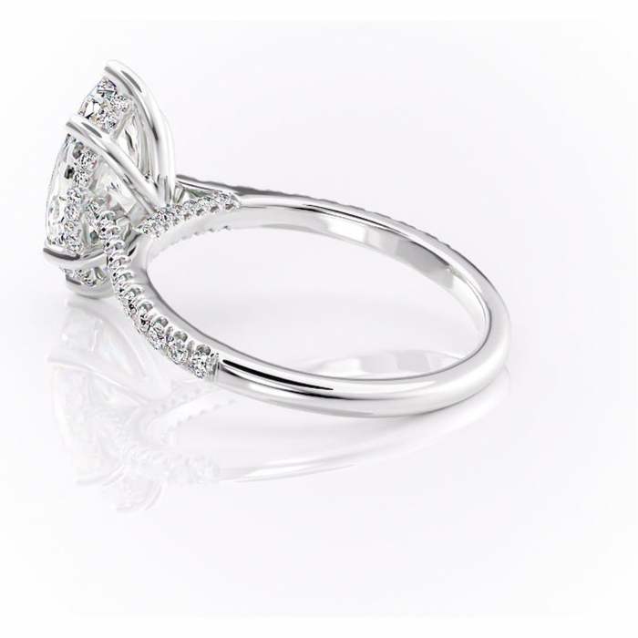 Inel de logodnă Zella din aur Alb 14kt cu moissanite tăietură marquise – Montură pavé rafinată pentru profil înalt | Personalizează și configurează gratuit online [5]