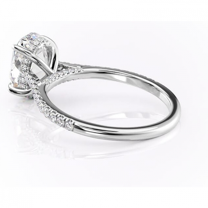 Inel de logodnă Zella din aur Alb 14kt cu moissanite tăietură ovală – Montură pavé rafinată pentru profil înalt | Personalizează și configurează gratuit online [5]