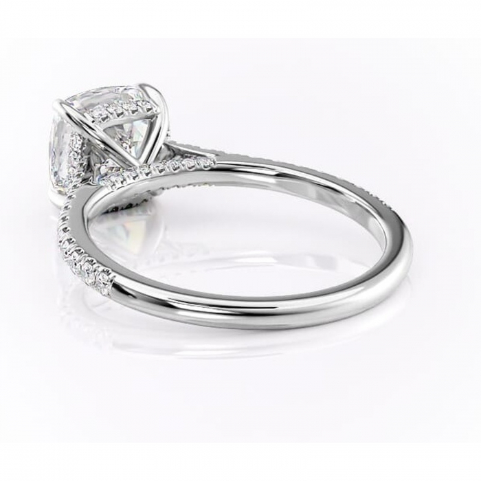 Inel de logodnă Zella din aur Alb 14kt cu moissanite tăietură pernă – Montură pavé rafinată pentru profil înalt | Personalizează și configurează gratuit online [4]