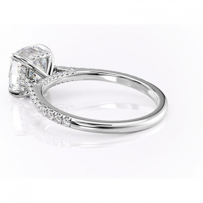 Inel de logodnă Zella din aur Alb 14kt cu moissanite tăietură pernă – Montură pavé rafinată pentru profil înalt | Personalizează și configurează gratuit online [5]