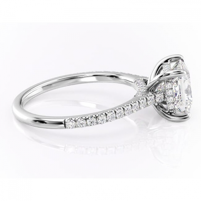 Inel de logodnă Zella din aur Alb 14kt cu moissanite tăietură princess – Montură pavé rafinată pentru profil înalt | Personalizează și configurează gratuit online [2]