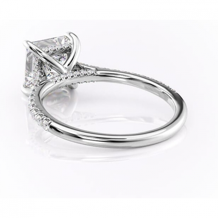 Inel de logodnă Zella din aur Alb 14kt cu moissanite tăietură princess – Montură pavé rafinată pentru profil înalt | Personalizează și configurează gratuit online [4]
