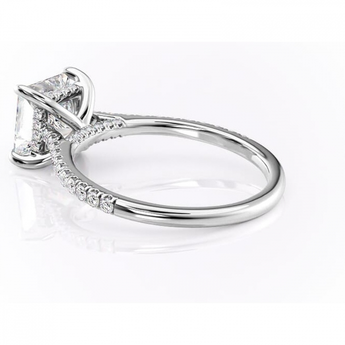 Inel de logodnă Zella din aur Alb 14kt cu moissanite tăietură princess – Montură pavé rafinată pentru profil înalt | Personalizează și configurează gratuit online [5]