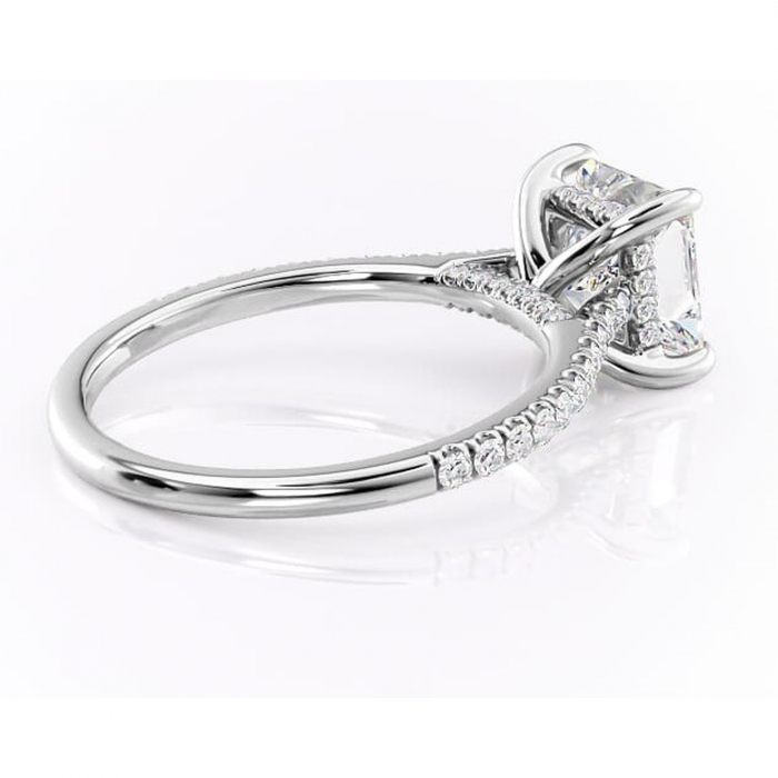 Inel de logodnă Zella din aur Alb 14kt cu moissanite tăietură princess – Montură pavé rafinată pentru profil înalt | Personalizează și configurează gratuit online [3]