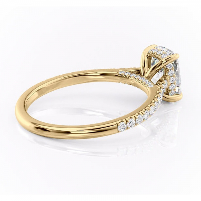Inel de logodnă Zella din aur Galben 14kt cu moissanite tăietură asscher – Montură pavé rafinată pentru profil înalt | Personalizează și configurează gratuit online [3]