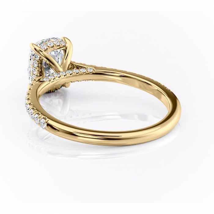 Inel de logodnă Zella din aur Galben 14kt cu moissanite tăietură asscher – Montură pavé rafinată pentru profil înalt | Personalizează și configurează gratuit online [4]