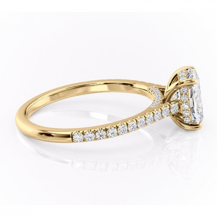 Inel de logodnă Zella din aur Galben 14kt cu moissanite tăietură asscher – Montură pavé rafinată pentru profil înalt | Personalizează și configurează gratuit online [2]