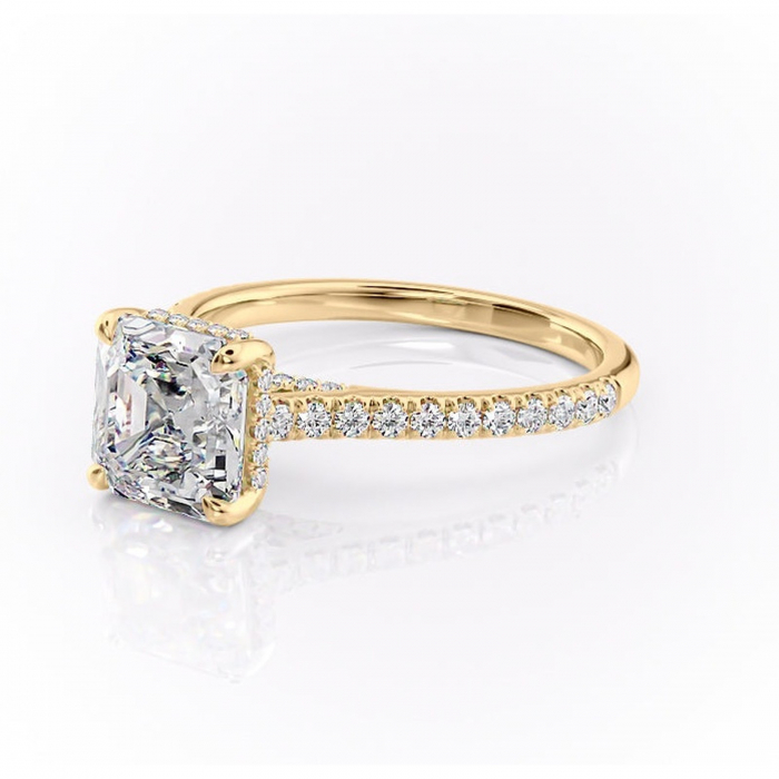 Inel de logodnă Zella din aur Galben 14kt cu moissanite tăietură asscher – Montură pavé rafinată pentru profil înalt | Personalizează și configurează gratuit online [7]