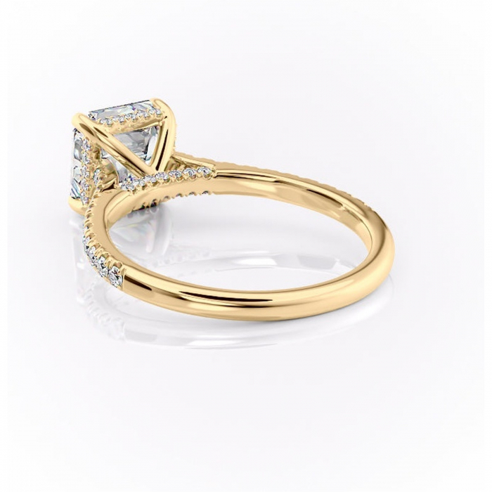 Inel de logodnă Zella din aur Galben 14kt cu moissanite tăietură asscher – Montură pavé rafinată pentru profil înalt | Personalizează și configurează gratuit online [4]