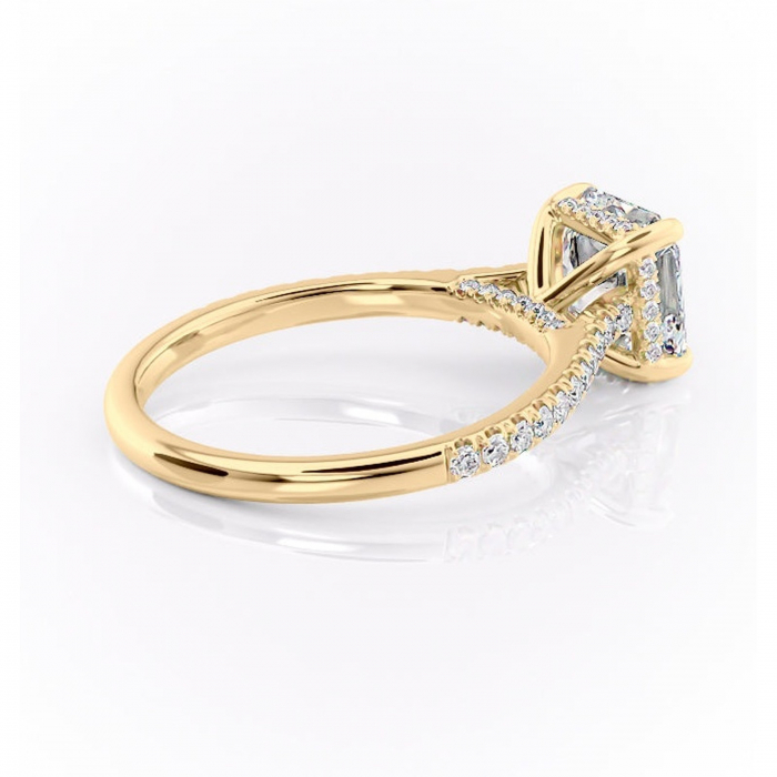 Inel de logodnă Zella din aur Galben 14kt cu moissanite tăietură asscher – Montură pavé rafinată pentru profil înalt | Personalizează și configurează gratuit online [3]