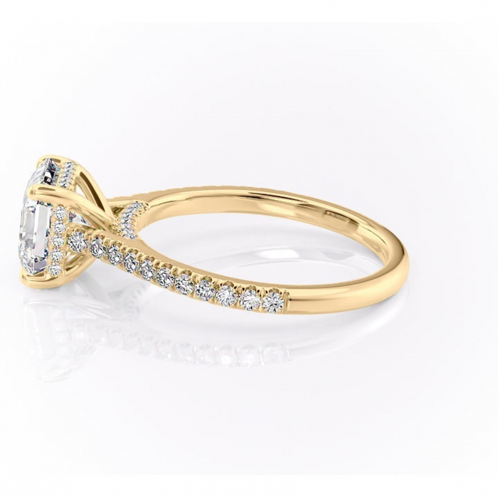 Inel de logodnă Zella din aur Galben 14kt cu moissanite tăietură asscher – Montură pavé rafinată pentru profil înalt | Personalizează și configurează gratuit online [6]