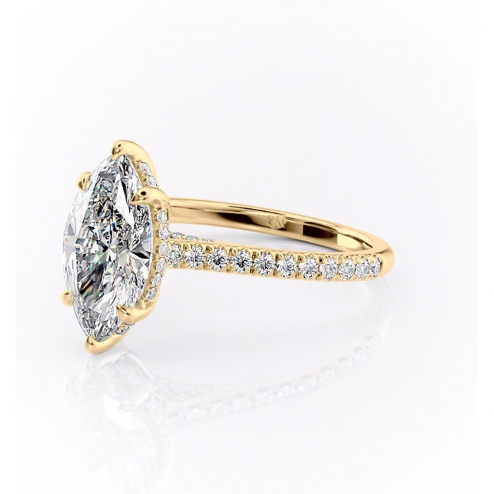 Inel de logodnă Zella din aur Galben 14kt cu moissanite tăietură marquise – Montură pavé rafinată pentru profil înalt | Personalizează și configurează gratuit online [7]