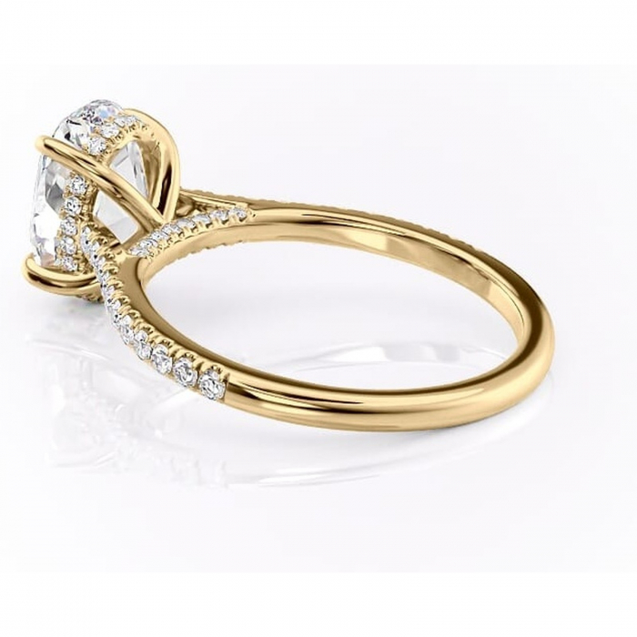 Inel de logodnă Zella din aur Galben 14kt cu moissanite tăietură ovală – Montură pavé rafinată pentru profil înalt | Personalizează și configurează gratuit online [5]
