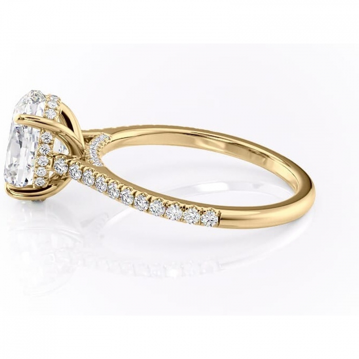 Inel de logodnă Zella din aur Galben 14kt cu moissanite tăietură ovală – Montură pavé rafinată pentru profil înalt | Personalizează și configurează gratuit online [6]