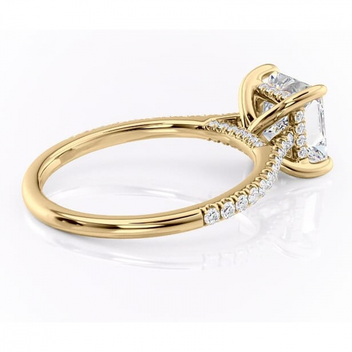 Inel de logodnă Zella din aur Galben 14kt cu moissanite tăietură princess – Montură pavé rafinată pentru profil înalt | Personalizează și configurează gratuit online [3]