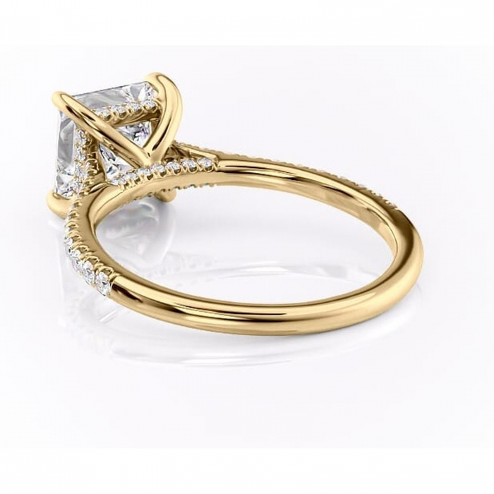 Inel de logodnă Zella din aur Galben 14kt cu moissanite tăietură princess – Montură pavé rafinată pentru profil înalt | Personalizează și configurează gratuit online [4]