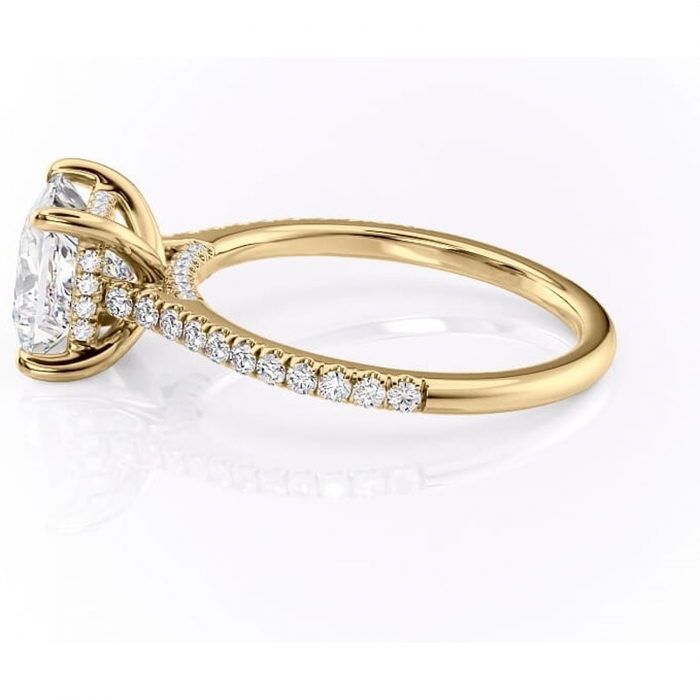 Inel de logodnă Zella din aur Galben 14kt cu moissanite tăietură princess – Montură pavé rafinată pentru profil înalt | Personalizează și configurează gratuit online [6]
