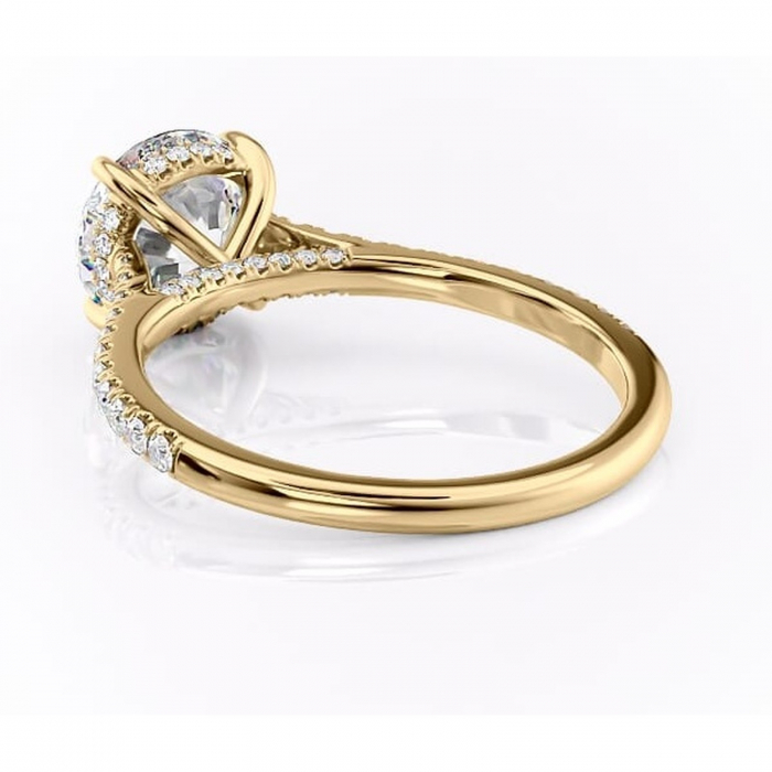 Inel de logodnă Zella din aur Galben 14kt cu moissanite tăietură rotundă – Montură pavé rafinată pentru profil înalt | Personalizează și configurează gratuit online [4]