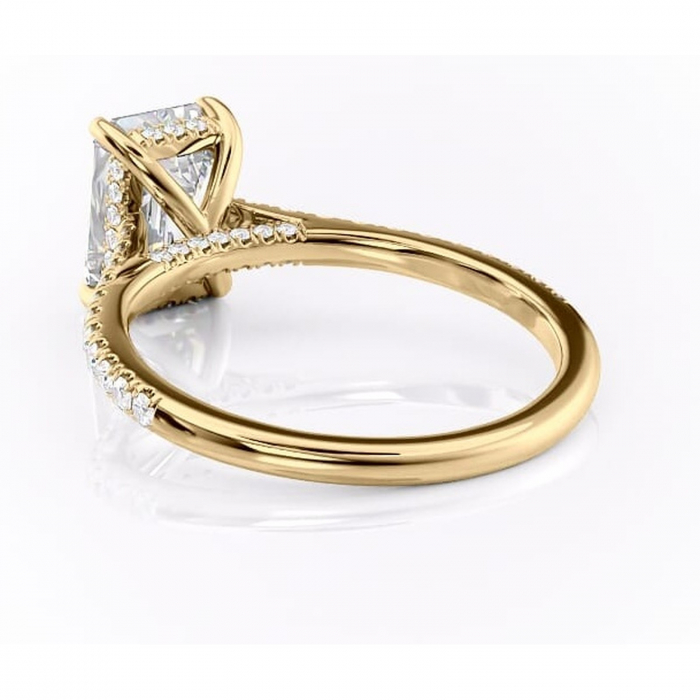Inel de logodnă Zella din aur Galben 14kt cu moissanite tăietură smarald – Montură pavé rafinată pentru profil înalt | Personalizează și configurează gratuit online [4]