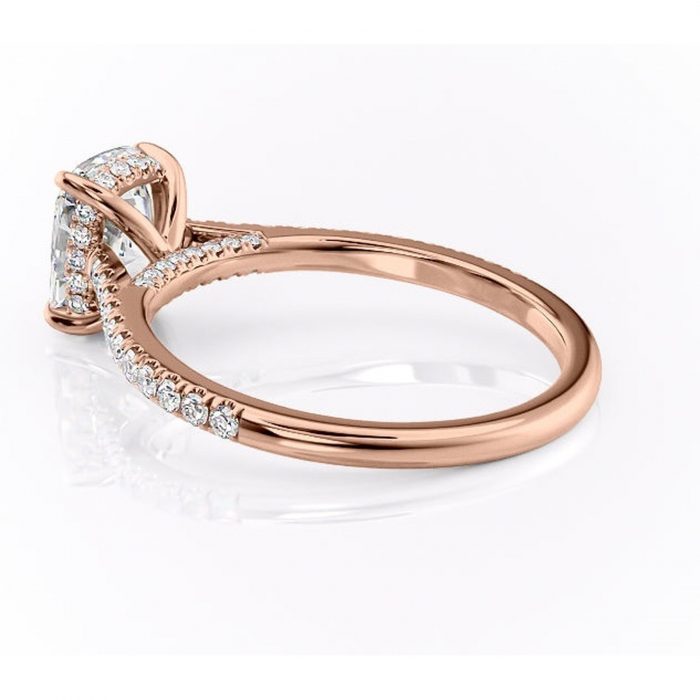 Inel de logodnă Zella din aur Rose 14kt cu moissanite tăietură asscher – Montură pavé rafinată pentru profil înalt | Personalizează și configurează gratuit online [5]