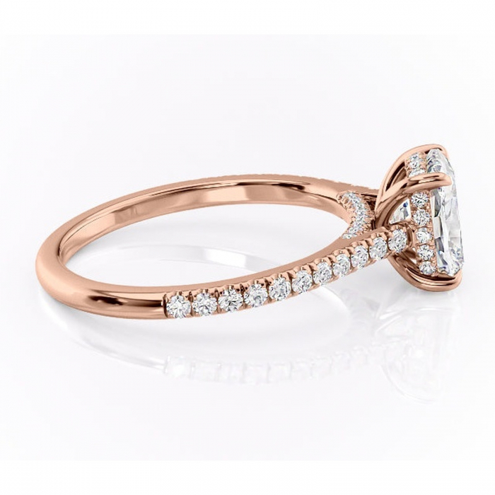 Inel de logodnă Zella din aur Rose 14kt cu moissanite tăietură asscher – Montură pavé rafinată pentru profil înalt | Personalizează și configurează gratuit online [2]