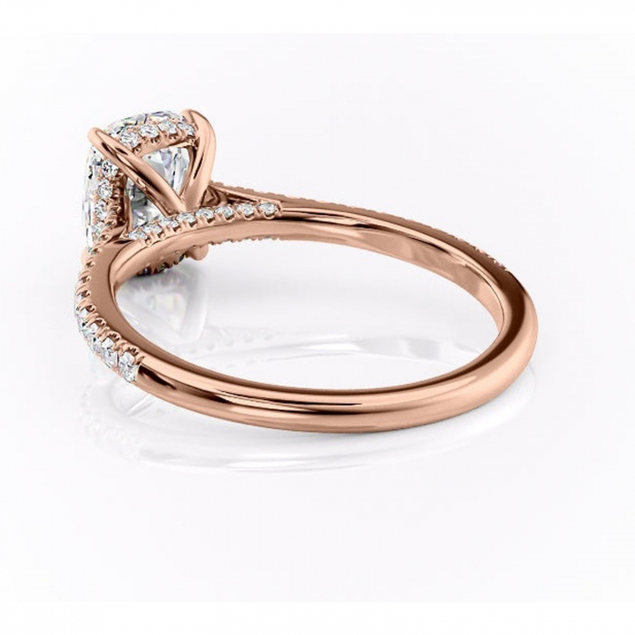 Inel de logodnă Zella din aur Rose 14kt cu moissanite tăietură asscher – Montură pavé rafinată pentru profil înalt | Personalizează și configurează gratuit online [4]