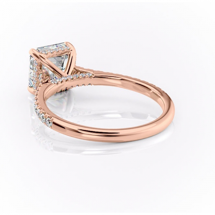 Inel de logodnă Zella din aur Rose 14kt cu moissanite tăietură asscher – Montură pavé rafinată pentru profil înalt | Personalizează și configurează gratuit online [4]