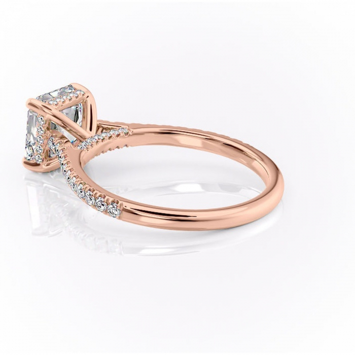 Inel de logodnă Zella din aur Rose 14kt cu moissanite tăietură asscher – Montură pavé rafinată pentru profil înalt | Personalizează și configurează gratuit online [5]