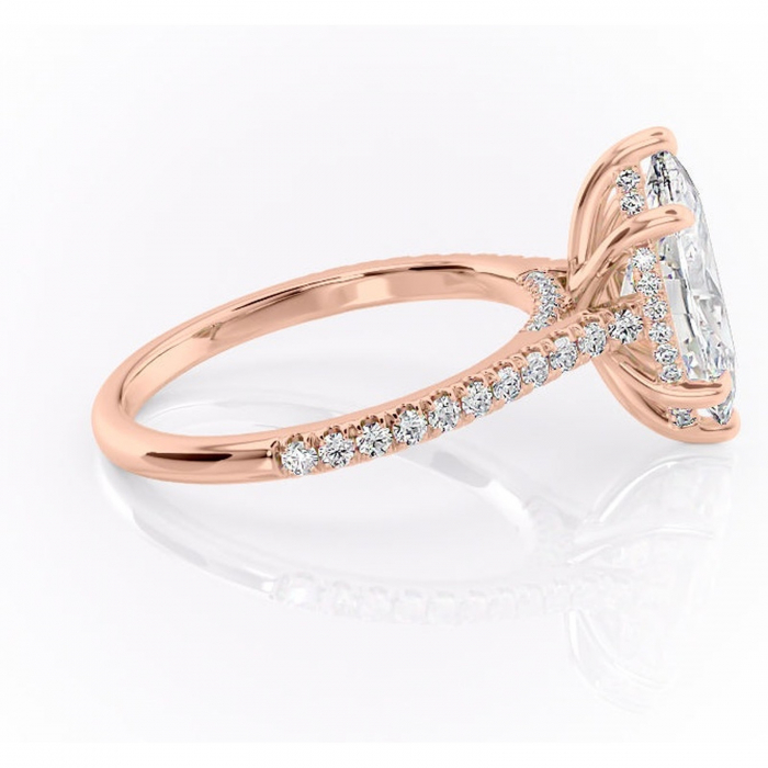 Inel de logodnă Zella din aur Rose 14kt cu moissanite tăietură marquise – Montură pavé rafinată pentru profil înalt | Personalizează și configurează gratuit online [2]