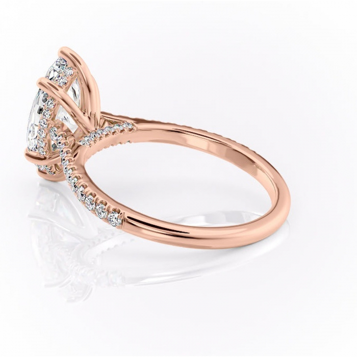 Inel de logodnă Zella din aur Rose 14kt cu moissanite tăietură marquise – Montură pavé rafinată pentru profil înalt | Personalizează și configurează gratuit online [5]