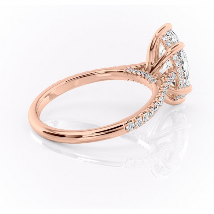 Inel de logodnă Zella din aur Rose 14kt cu moissanite tăietură marquise – Montură pavé rafinată pentru profil înalt | Personalizează și configurează gratuit online [3]