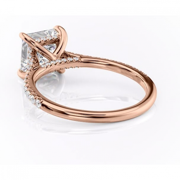 Inel de logodnă Zella din aur Rose 14kt cu moissanite tăietură princess – Montură pavé rafinată pentru profil înalt | Personalizează și configurează gratuit online [4]