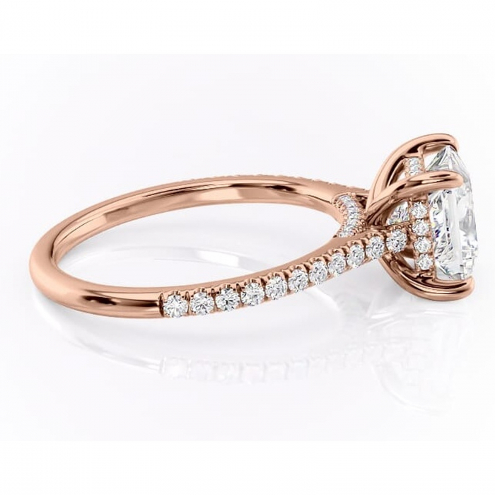 Inel de logodnă Zella din aur Rose 14kt cu moissanite tăietură princess – Montură pavé rafinată pentru profil înalt | Personalizează și configurează gratuit online [2]