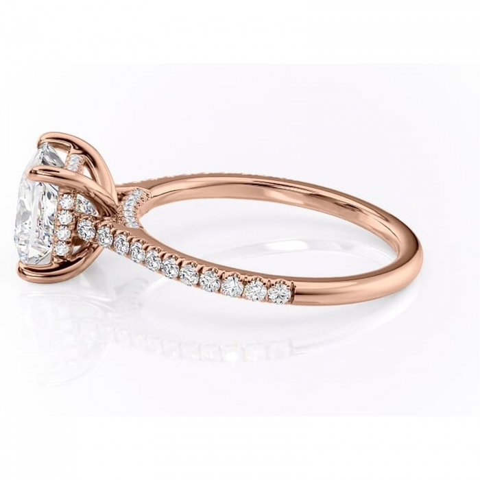Inel de logodnă Zella din aur Rose 14kt cu moissanite tăietură princess – Montură pavé rafinată pentru profil înalt | Personalizează și configurează gratuit online [6]