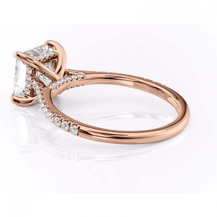 Inel de logodnă Zella din aur Rose 14kt cu moissanite tăietură princess – Montură pavé rafinată pentru profil înalt | Personalizează și configurează gratuit online [5]